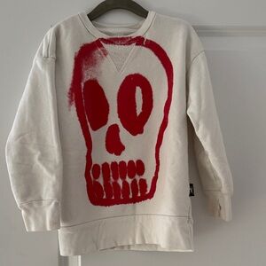 Nununu White Sweatshirt with Red Skull Design